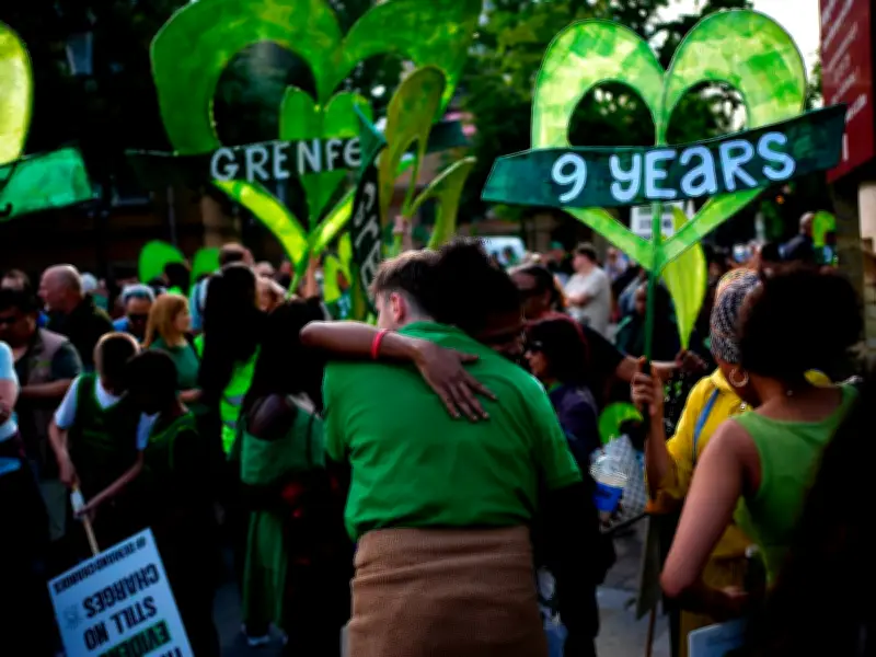 Grenfell Survivors and Firefighters Embrace at Emotional Ninth Anniversary March