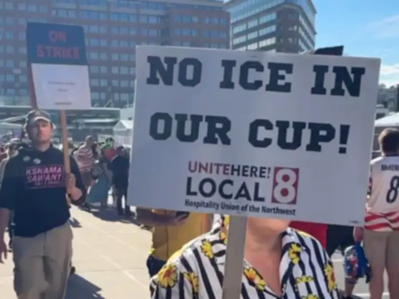 Hotel Workers Strike Outside Seattle Stadium Before USA vs Australia World Cup Match