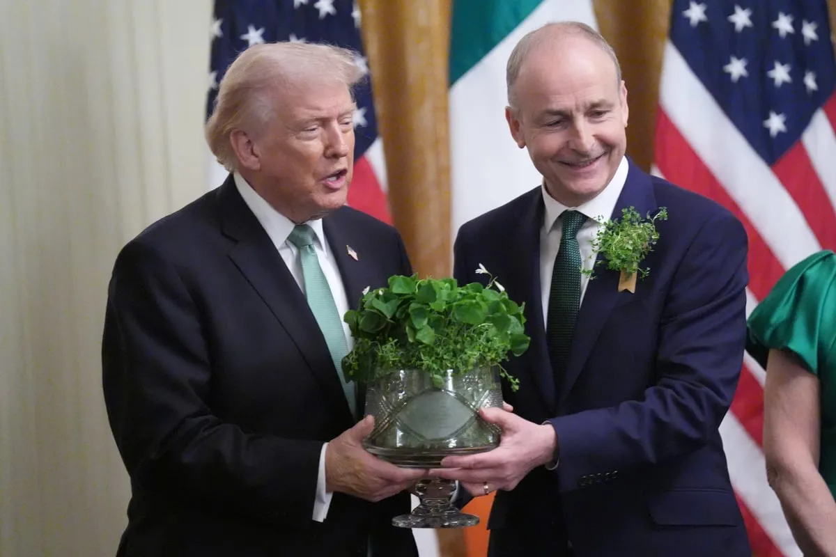 Irish Premier Gives Trump Shamrock, Urges Cooperation Amid Iran Tensions