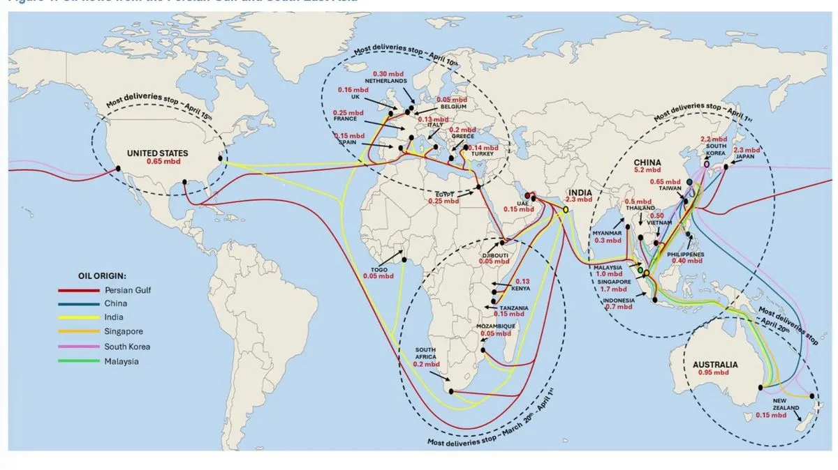 JP Morgan map shows UK could run out of Gulf oil by next week