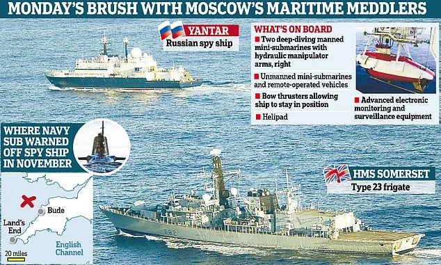 Royal Navy Submarine Surfaces Near Russian Spy Ship in Show of Force