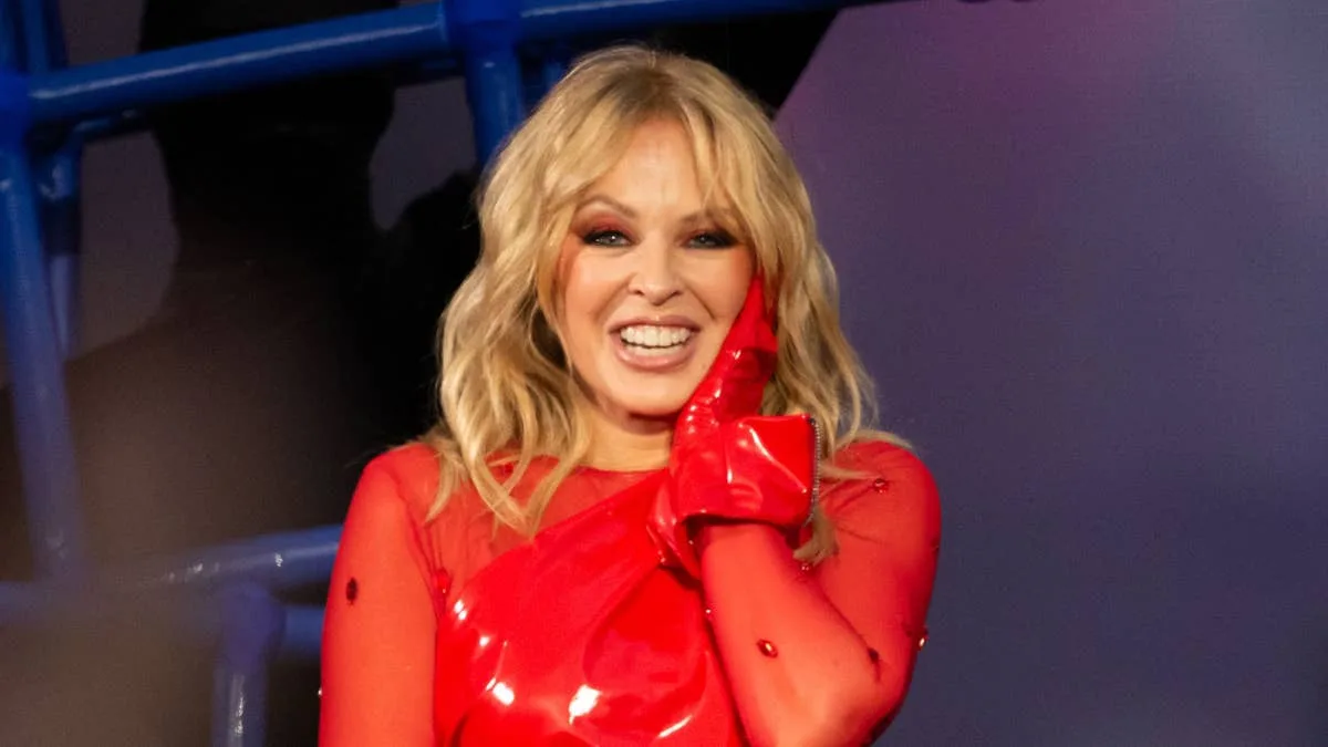 Kylie Minogue Stuns in Red Latex Dress at Battersea Christmas Lights Switch-On