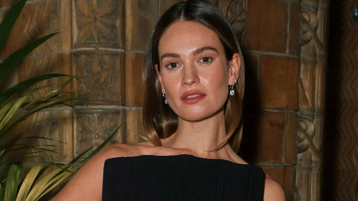 Lily James Shows Off Tattoo at London Gala