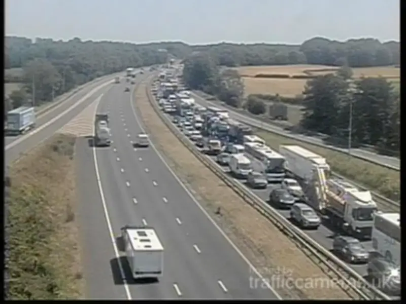 M56 Westbound Delays After Vehicle Fire, Two Lanes Closed