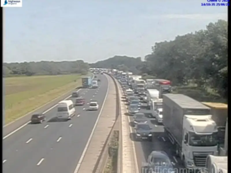 M6 Crash Causes 70-Minute Delays and Six Miles of Queues Near Warrington