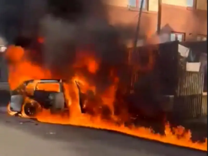 Man charged after Glasgow street brawl with weapons and car fire