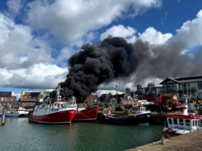 Massive Fire Breaks Out at Arbroath Harbour, Smoke Engulfs Streets