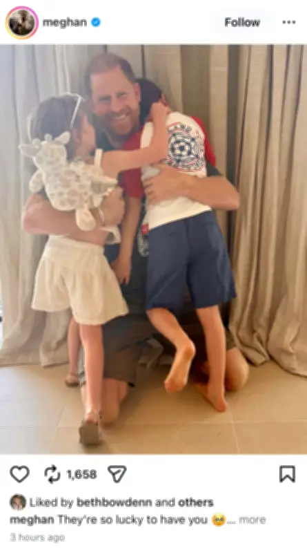 Meghan Markle Marks Father's Day with Touching Photo of Harry and Kids