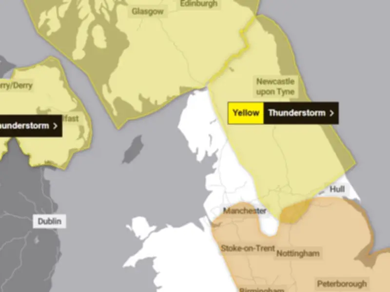 Met Office Issues New Thunderstorm Warning for North West England