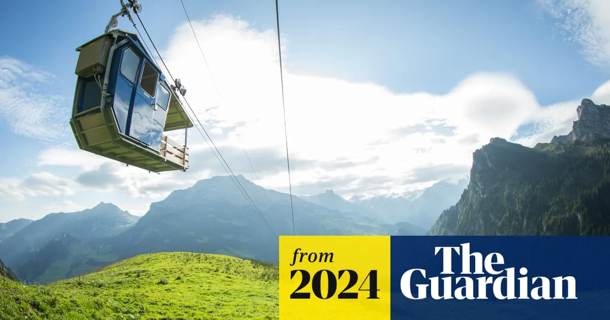 Family adventure on new Swiss Alps hiking trail with cable cars