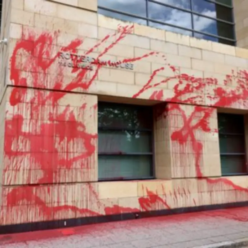 Newcastle Quayside Office Vandalised with Red Paint and Smashed Windows