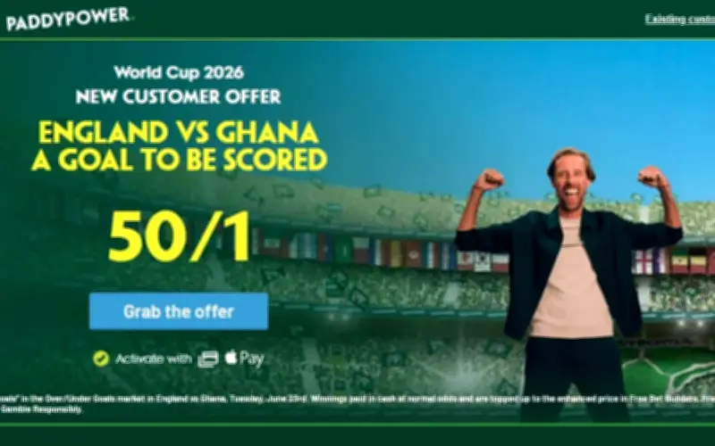Paddy Power World Cup Offer: 50/1 for Goal in England vs Ghana
