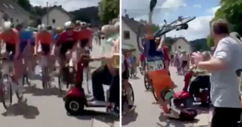 Pensioner on Mobility Scooter Causes Massive Crash in German Cycling Race