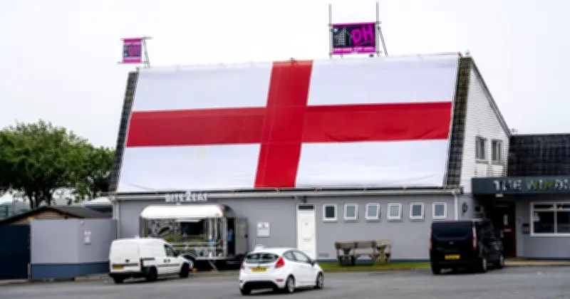 Pub Unveils 'Biggest St George's Flag in the Country' for England World Cup Opener