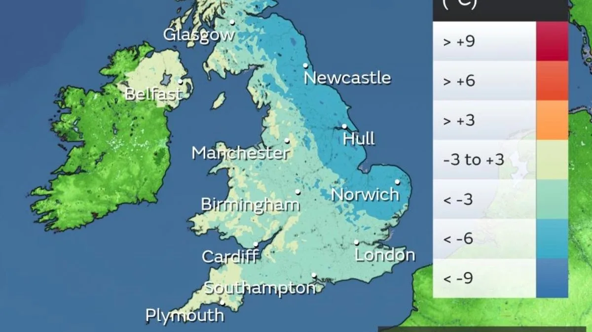 UK Braces for Chilly Weekend as Temperatures Drop 6°C Below Average