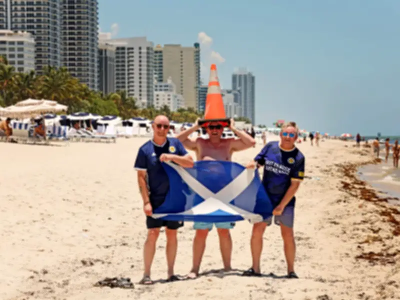 Tartan Army Arrives in Miami, Instantly Traffic Cones Statue