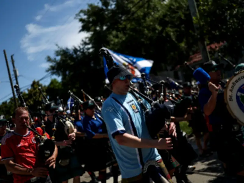 Tartan Army Pipes Through Miami Streets Ahead of Brazil Clash