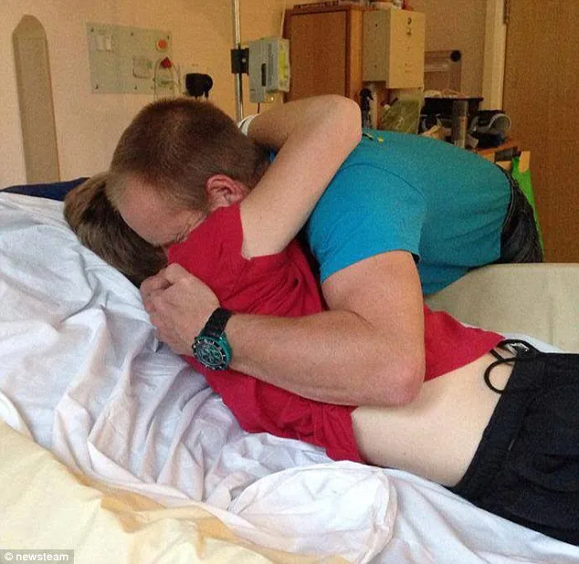 Teen cyclist wakes from four-month coma, hugs father