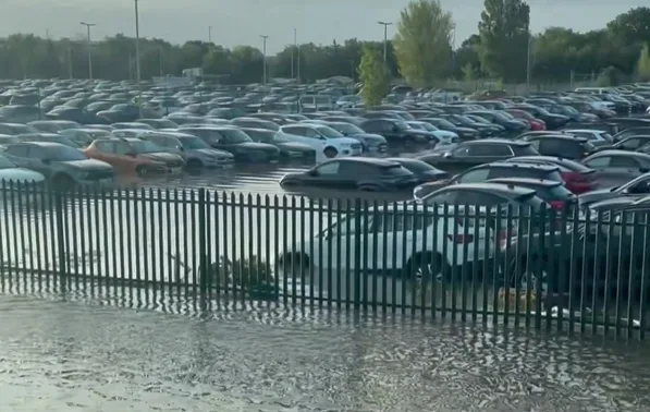 Hundreds of Cars Flooded at Heathrow Airport Car Park