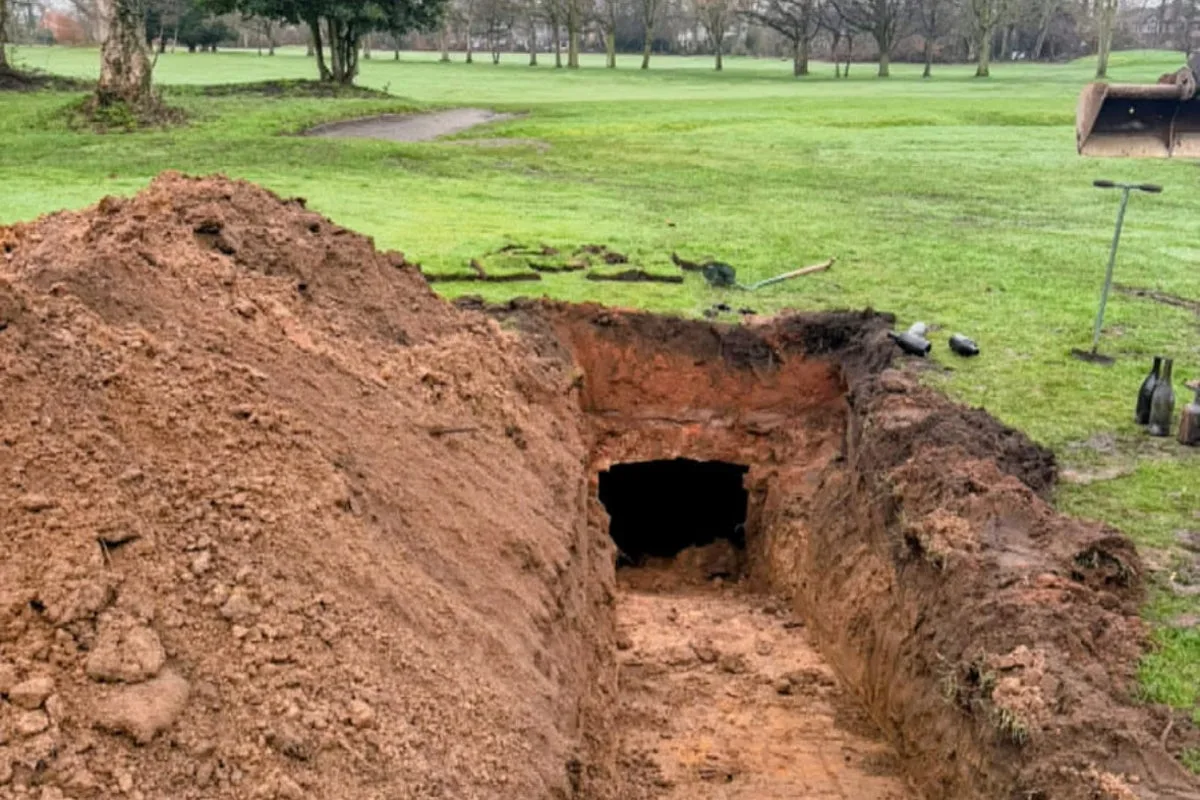 Sinkhole on Manchester golf course reveals 120-year-old wine cellar
