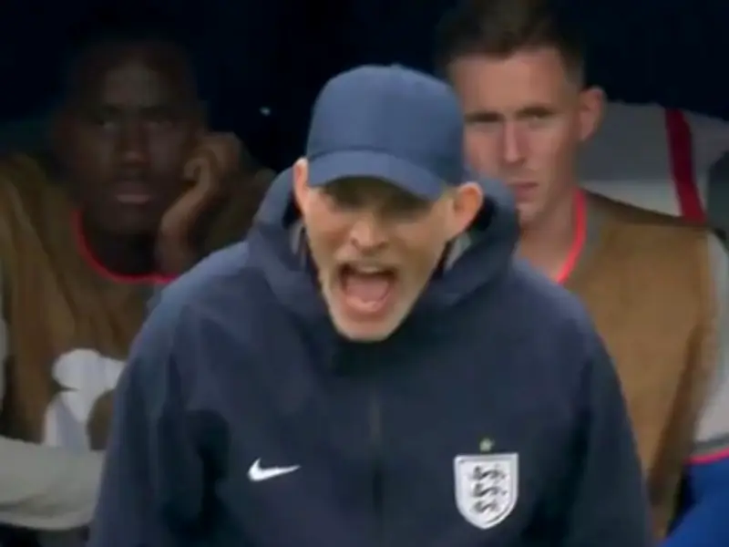 Thomas Tuchel loses cool with Djed Spence in England's World Cup draw