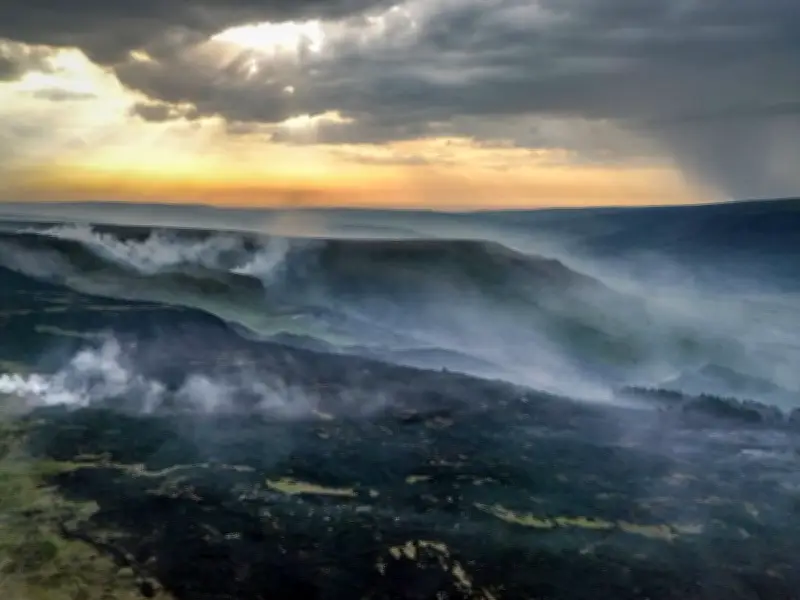 Tintwistle Moor Fire Contained as Crews Stay to Dampen Down