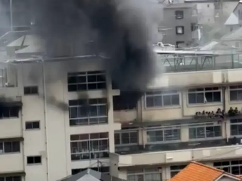 Tokyo School Fire: Children Stranded on Window Ledge in Terrifying Escape