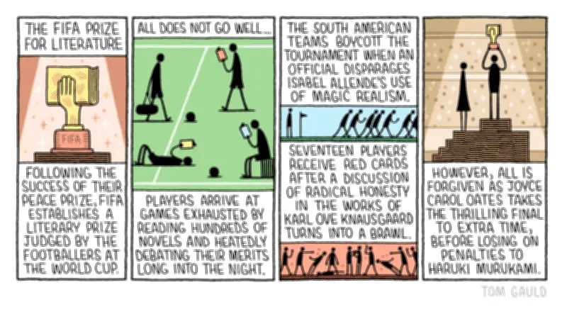 Tom Gauld Cartoon: FIFA Literature Prize Satirizes Football and Books