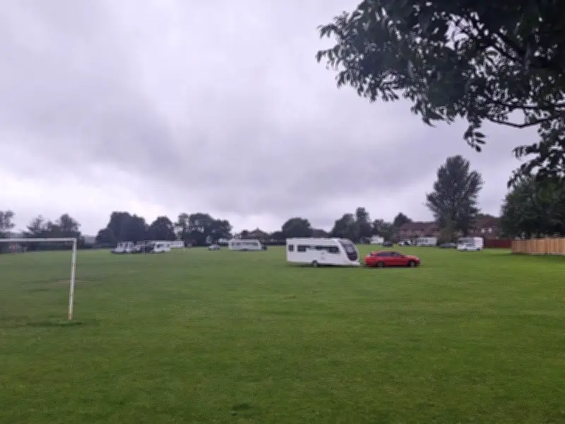 Travellers Park Caravans on Welsh Football Club's Pitch in Bridgend