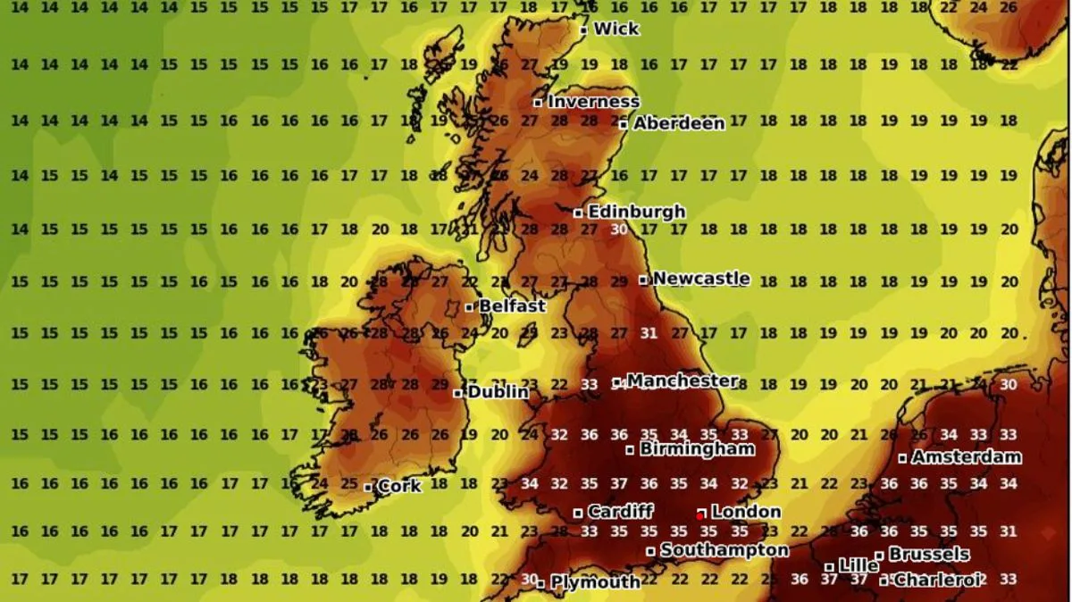 Four UK areas to be hit by 37C heatwave next week
