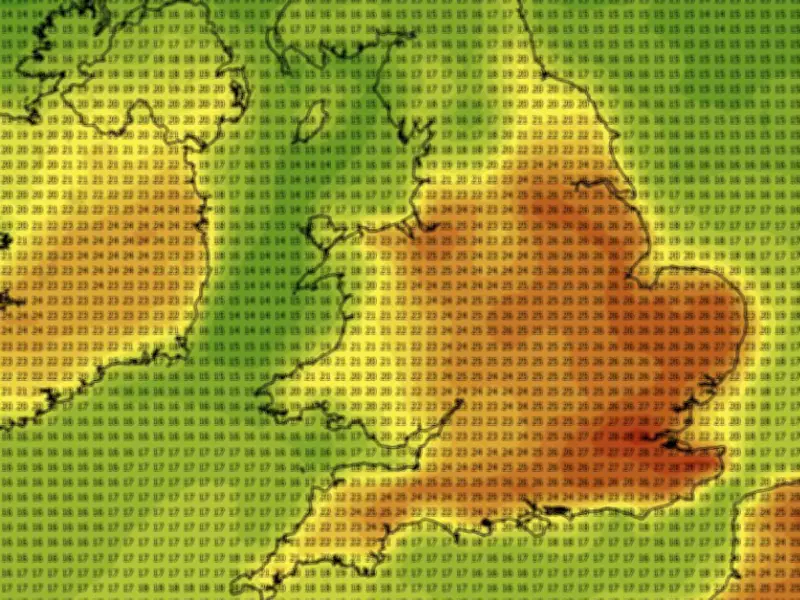 UK Heatwave Map Shows 13 Counties Set for 31C+ in Three-Day Scorcher