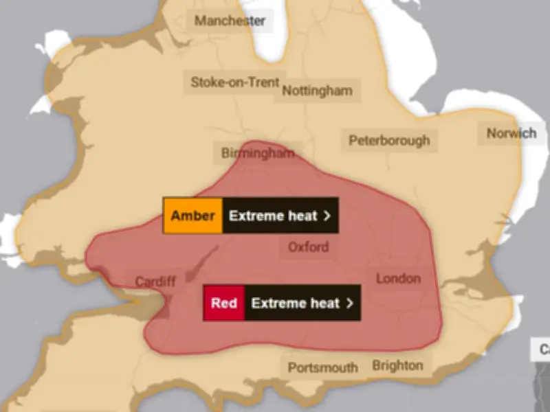 UK Heatwave: Red Extreme Heat Warning as 40C Forecast
