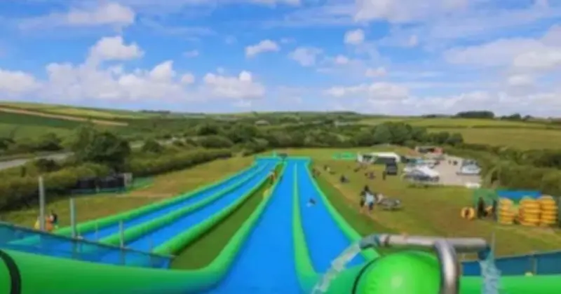 UK seaside town opens world's biggest 440ft slip and slide park for £14