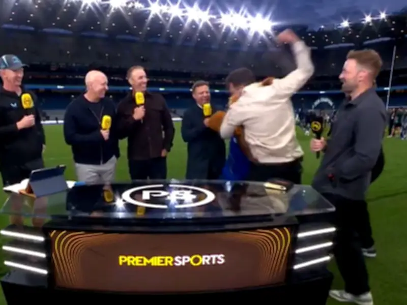 URC Final Coverage Descends Into Chaos as Mascot Jumps Pundit