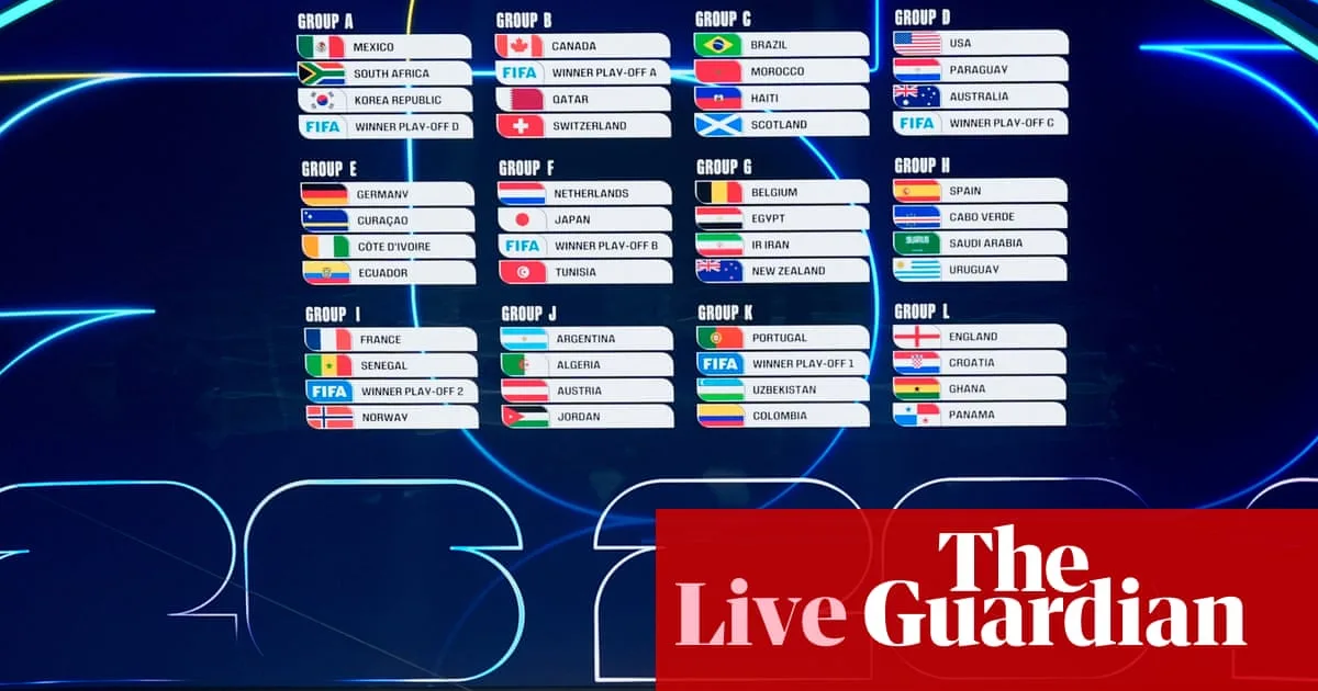 World Cup 2026 draw: England face Croatia, Scotland meet Brazil, USA to play Australia