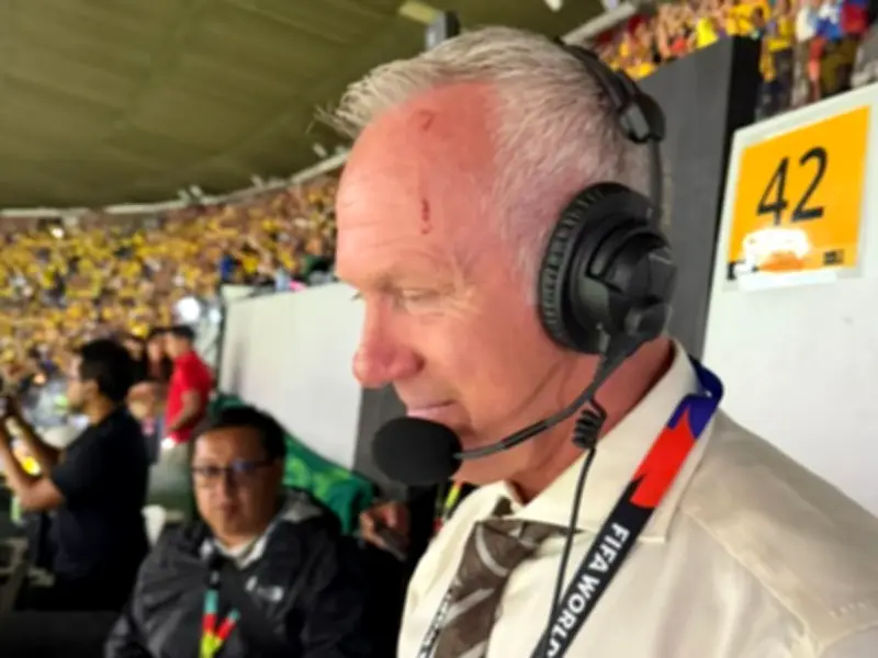 World Cup Commentator Bleeding After On-Air Bottle Incident