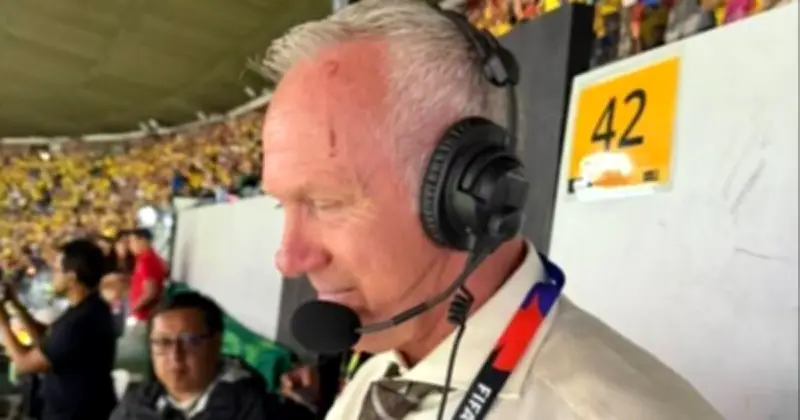 World Cup commentator Warren Barton left bleeding after bottle hit during Colombia vs Uzbekistan