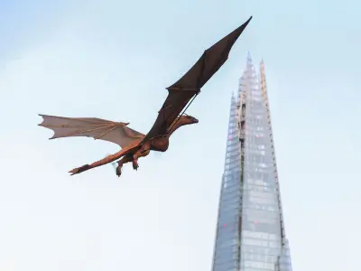 Giant Syrax Dragon Model Flies Over London for House of the Dragon Season 3 Launch