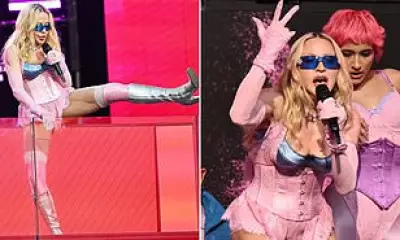 Madonna Dangles Over Times Square Crowd During Pride Concert