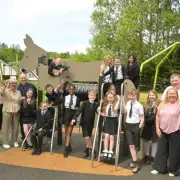 Coltness Kids Celebrate Opening of New Donkey-Themed Play Area