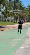 Kilted bagpiper rollerblades down Miami beach in Tartan Army takeover