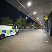 Police Cordon in Place at Piccadilly Gardens Lidl After Street Brawl