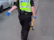 Police officer runs with pickaxe after Glasgow disturbance, man in court