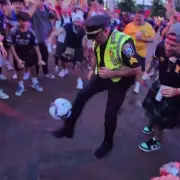 Scotland Fans Convince Boston Cop to Do Keepy Uppies in Street