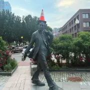 Scotland Fans Place Traffic Cone on Boston Statue in Duke of Wellington Tribute