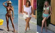 Towie Stars Amber Turner and Ella Rae Wise Sizzle in Bikinis on Albania Beach Filming