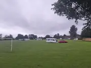 Travellers Park Caravans on Welsh Football Club's Pitch in Bridgend