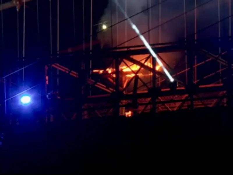 Brooklyn Bridge Fire After July 4th Fireworks Display in New York