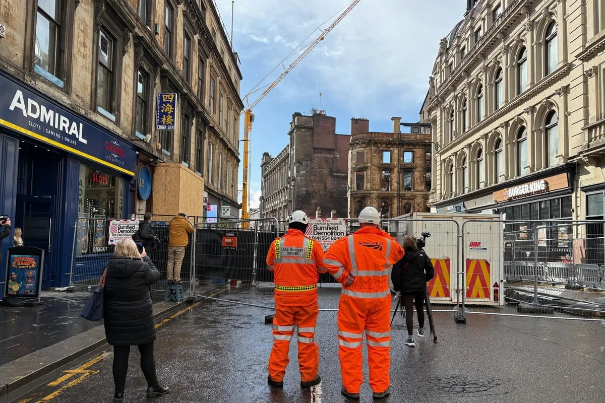 Demolition Begins on Fire-Damaged Building Near Glasgow Central Station