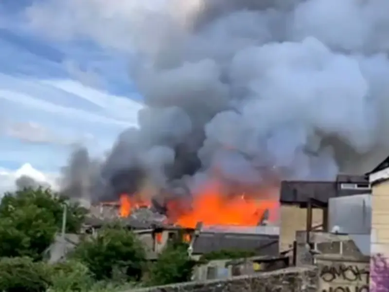 Huge Blaze Breaks Out Next to M&S Store in Frome, Somerset